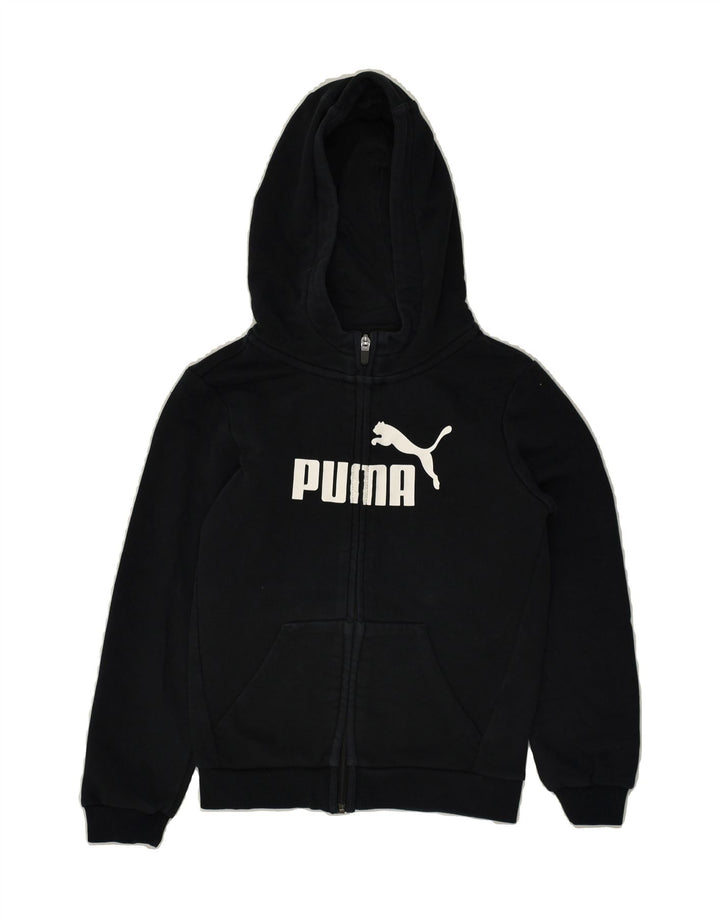 PUMA Boys Graphic Zip Hoodie Sweater 7-8 Years Black Cotton | Vintage Puma | Thrift | Second-Hand Puma | Used Clothing | Messina Hembry 
