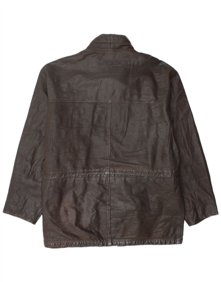 VINTAGE Mens Leather Jacket IT 50 Large Brown Leather