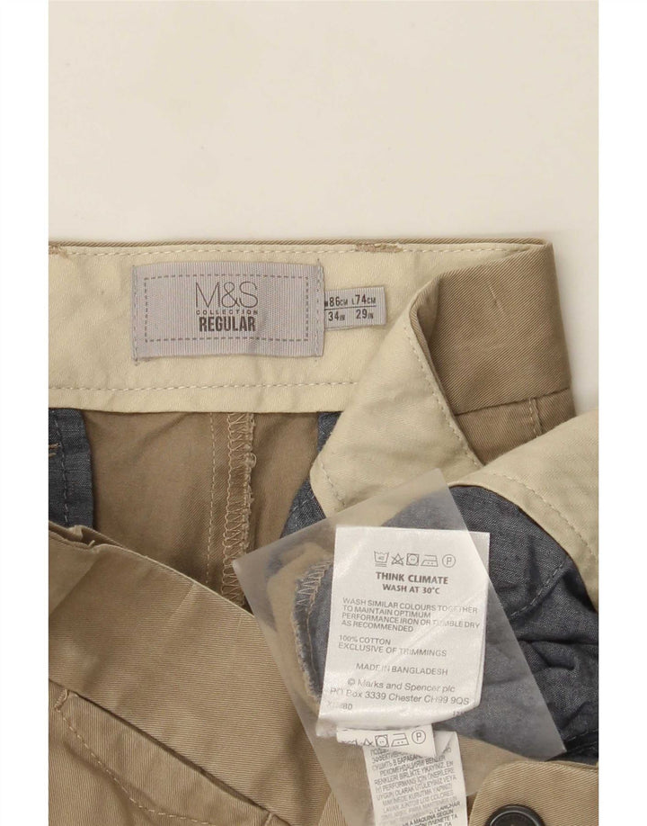 Мужские брюки-чиносы Marks & Spencer W34 L29 цвета хаки, хлопок