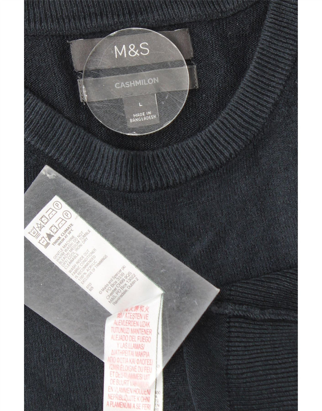 Мужской джемпер с круглым вырезом Marks & Spencer, большой темно-синий акрил