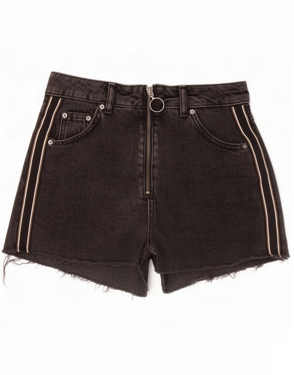 Topshop Женские джинсовые шорты Mom UK 8, маленькие W26, черные хлопковые