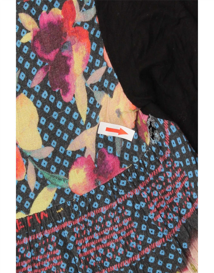 Женский топ Desigual с абстрактным узором, рукав 3/4, Великобритания, 10 маленьких размеров, черный вискоза