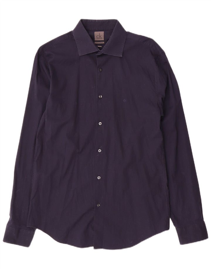 Мужская рубашка приталенного кроя Calvin Klein, размер 40 15 3/4, средний темно-синий