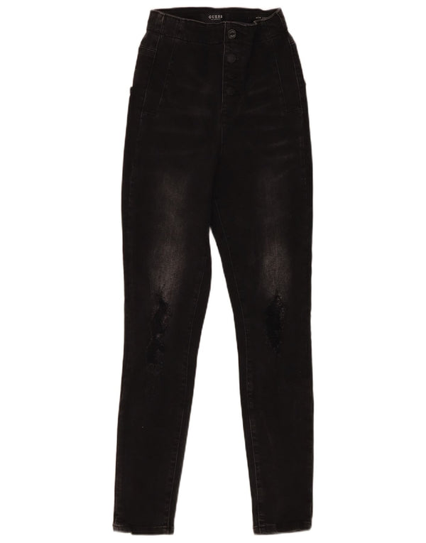 Женские потертые джинсы скинни Guess Bonny W25 L27, черный хлопок
