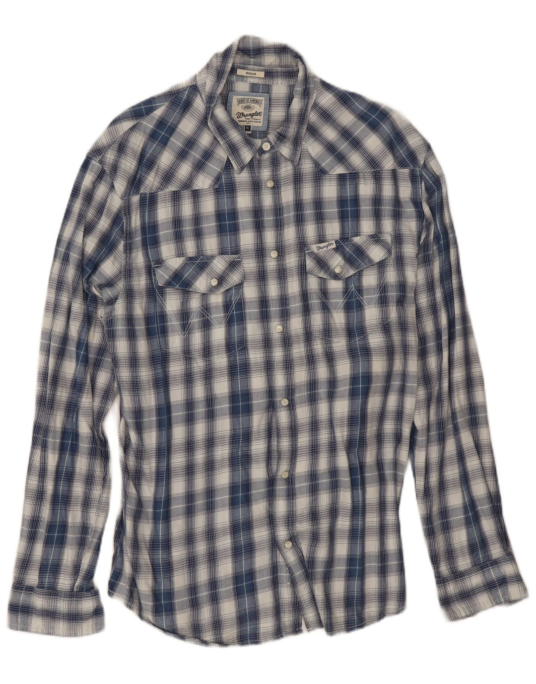 Мужская рубашка стандартного кроя Wrangler XL, синяя клетка, хлопок