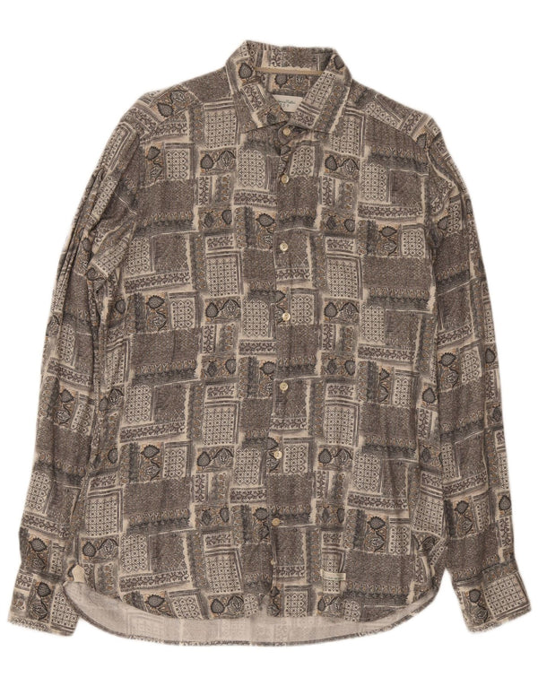 Vintage Mens Shirt Size 40 15 3/4 Medium Grey Patchwork