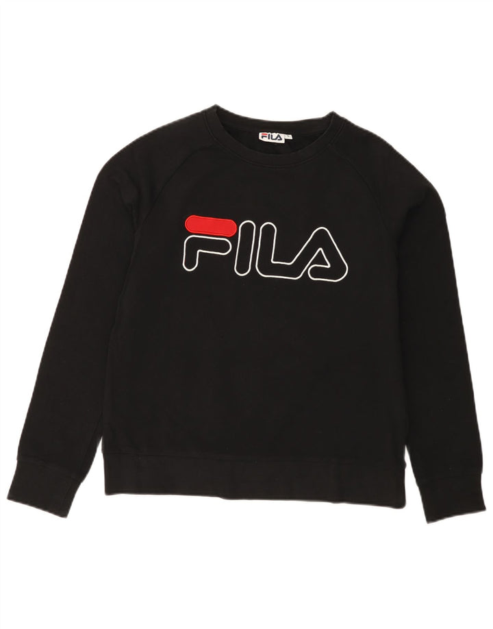 Женский свитер с рисунком FILA, размер UK 10, маленький, черный, хлопок