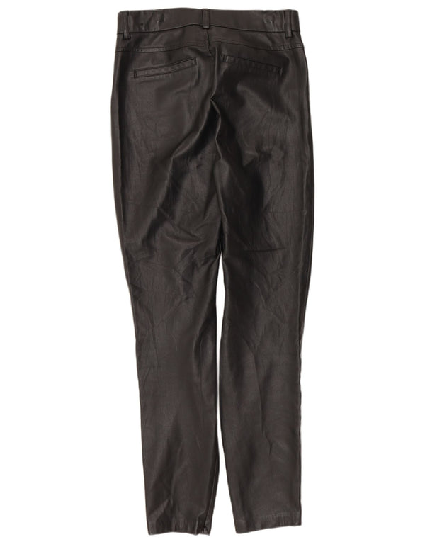 Zara Женские узкие брюки из искусственной кожи, маленькие W26 L27, черные