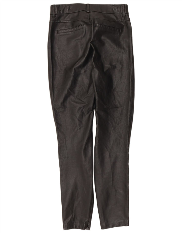 Zara Женские узкие брюки из искусственной кожи, маленькие W26 L27, черные