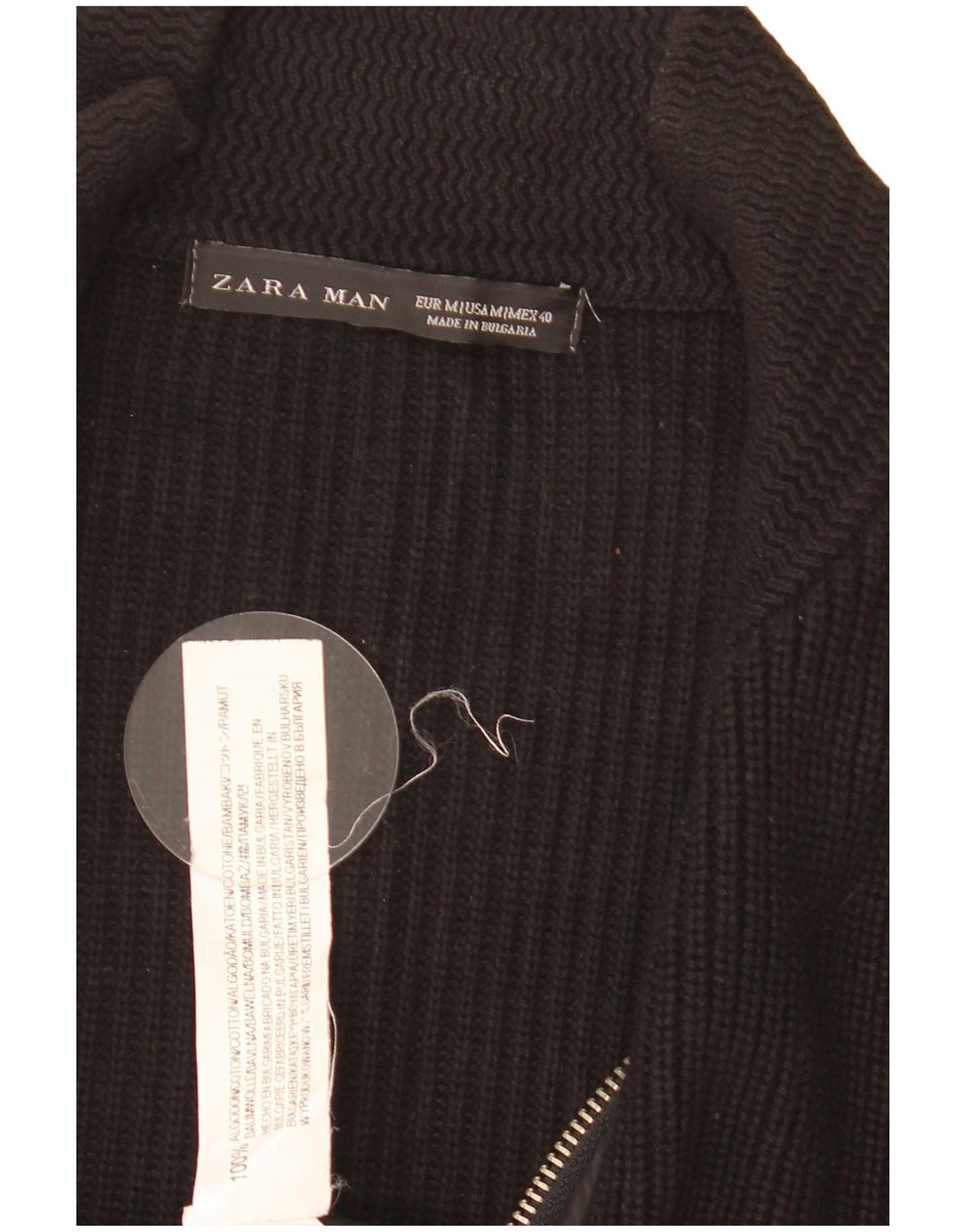 Мужской кардиган Zara, хлопковый свитер среднего черного цвета