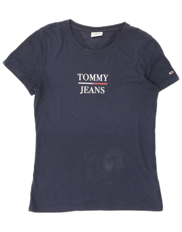 Женская футболка с рисунком Tommy Hilfiger Top UK 10, маленькая, темно-синяя, хлопковая