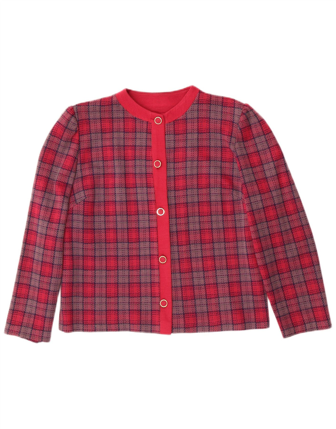 Винтажный женский пиджак на 5 пуговицах, Великобритания, 14, классический розовый в клетку среднего размера