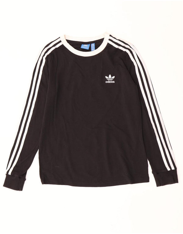 Женский топ Adidas с длинным рукавом UK 10, маленький черный хлопок