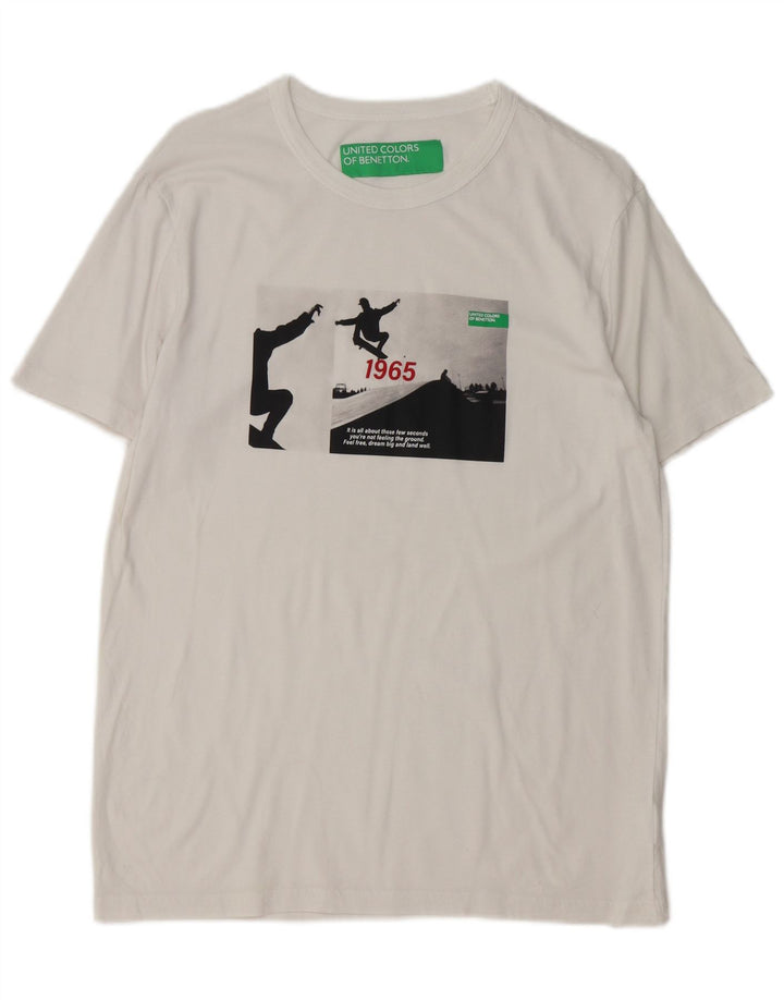 Мужская футболка с рисунком Benetton, большой белый хлопок