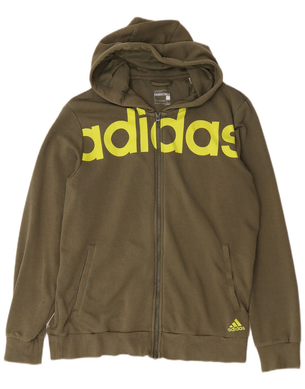 Adidas Мужской свитер с капюшоном на молнии с графическим рисунком, большой зеленый хлопок
