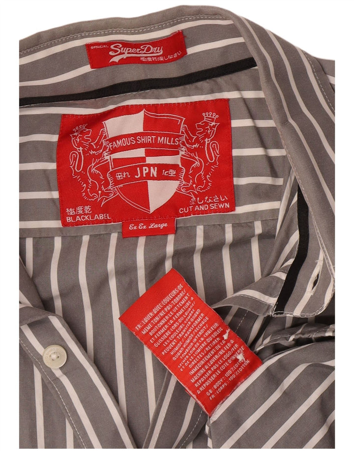 Мужская рубашка Superdry 2XL серая в тонкую полоску, хлопок