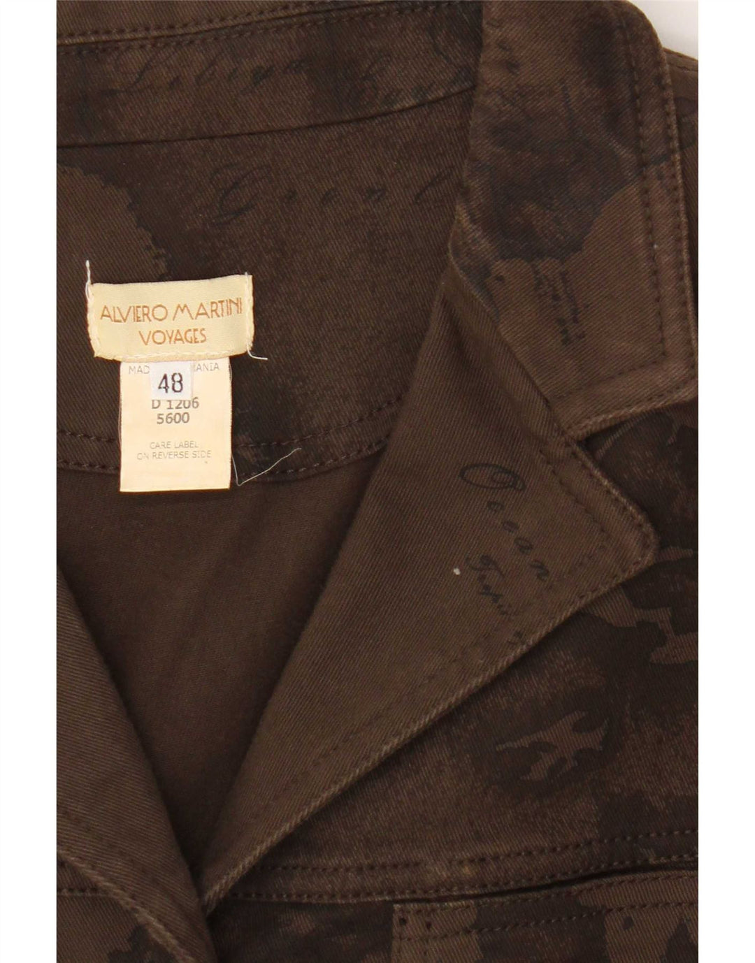 ALVIERO MARTINI Женская джинсовая куртка с рисунком IT 48, большая коричневая, хлопок