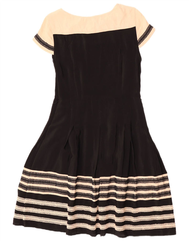 Женское платье трапециевидного силуэта Monsoon UK 12, средний черный, вискоза с цветными блоками