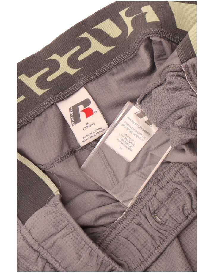 Мужские спортивные шорты с рисунком Russell Athletic, средние серые с цветными блоками