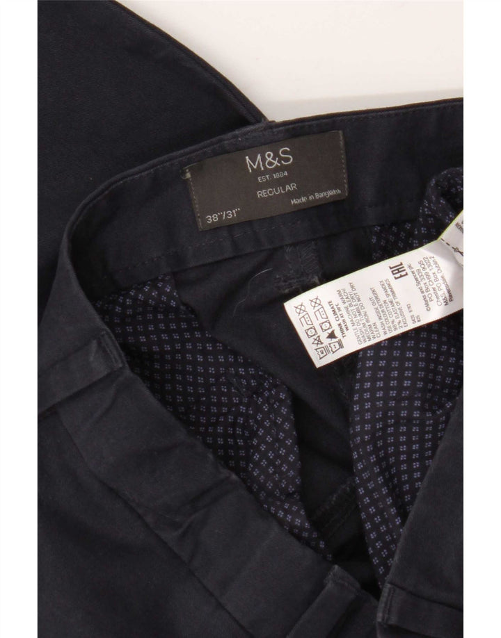 Мужские брюки-чиносы Marks & Spencer стандартного размера W38 L31 темно-синие, хлопковые