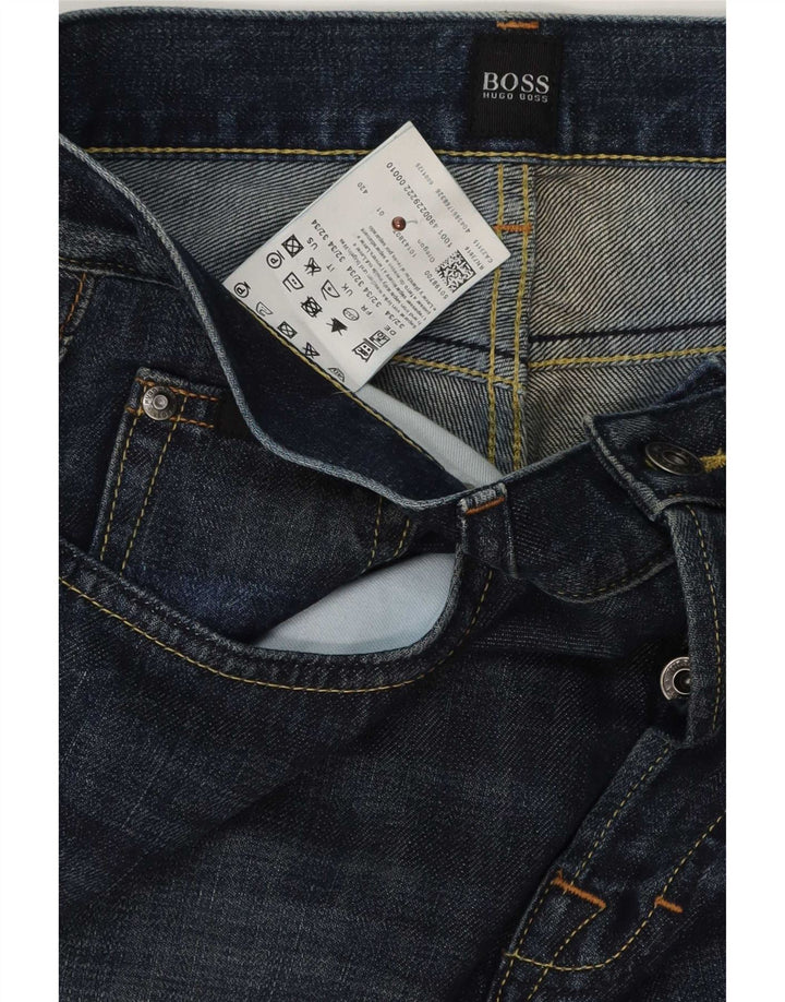 Мужские прямые джинсы Hugo Boss W32 L34 темно-синие, хлопок
