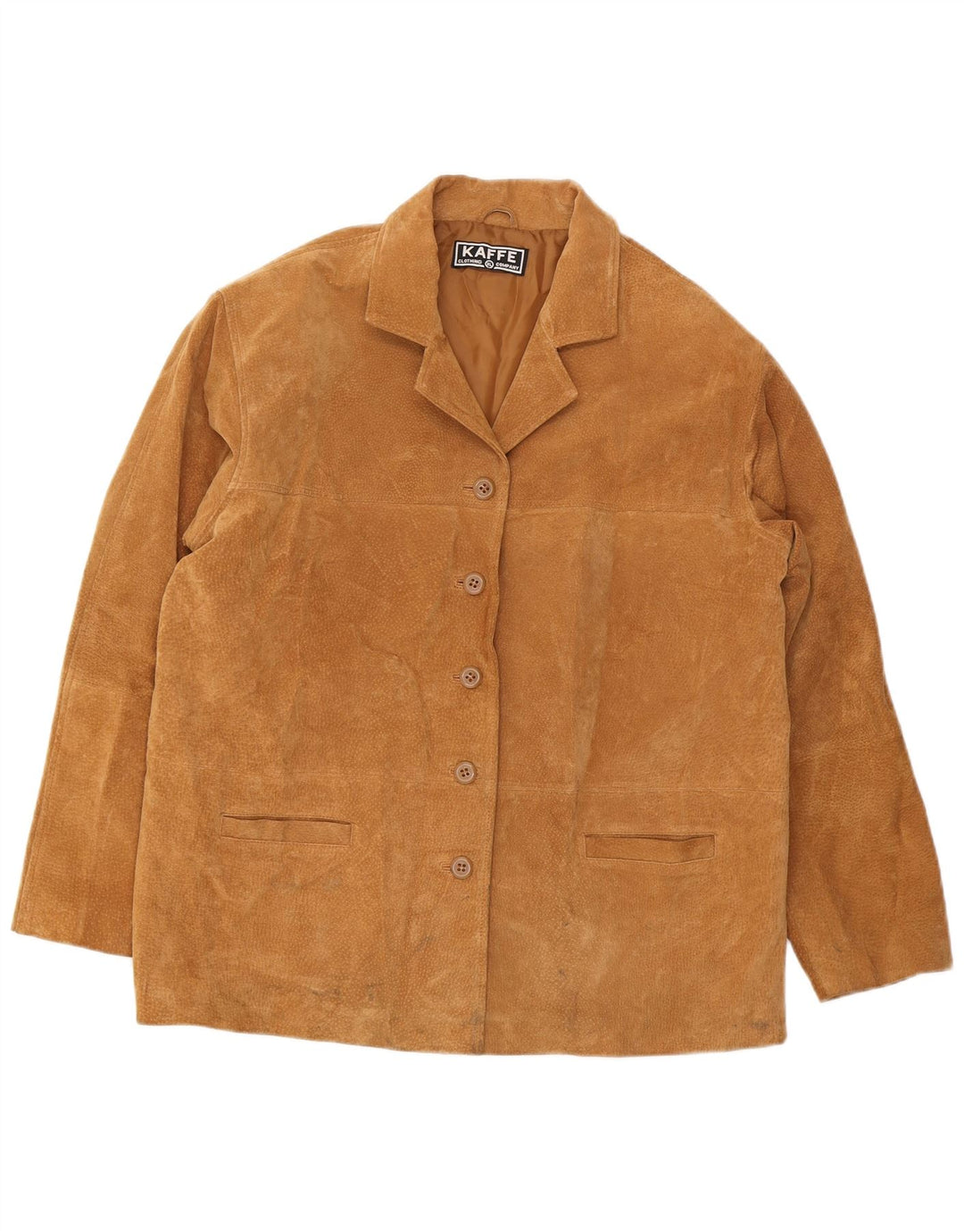 KAFFE Womens Suede Jacket UK 18 XL Brown Leather