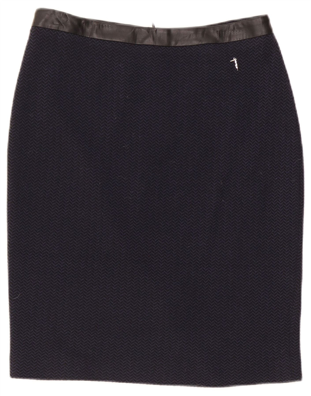 Trussardi Женская юбка-карандаш IT 42 Medium W30 Темно-синяя с узором «в елочку»