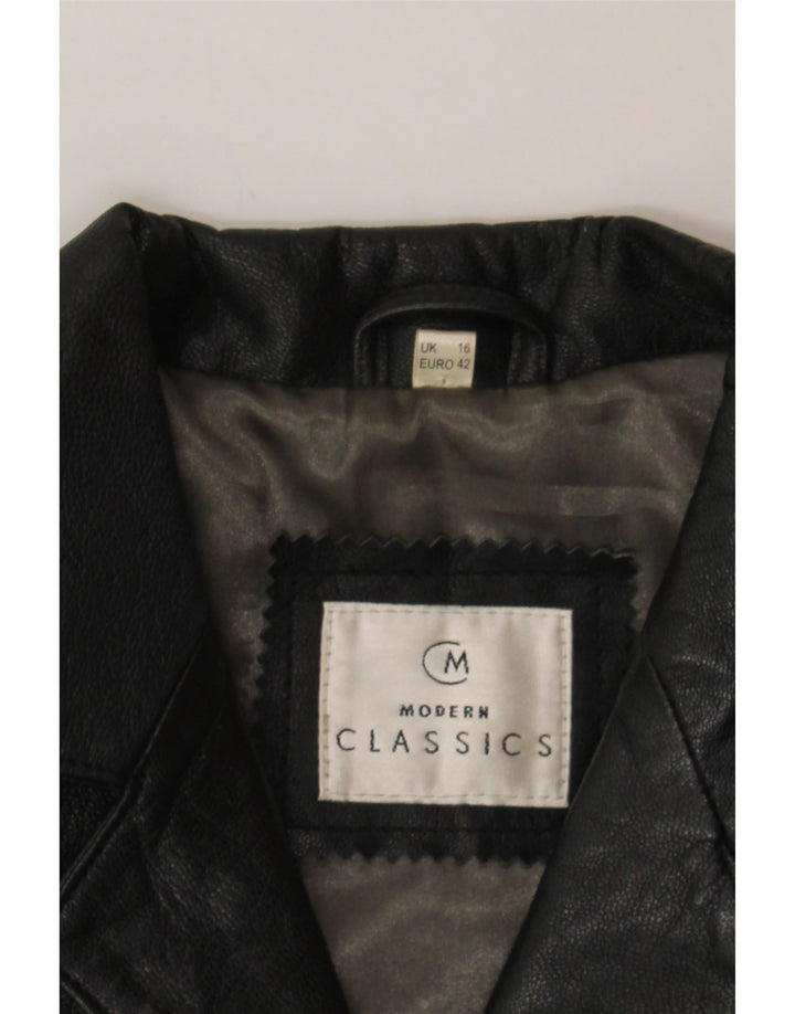 CLASSICS Womens Modern Leather Coat UK 16 Large Black Leather Vintage Classics and Second-Hand Classics from Messina Hembry 