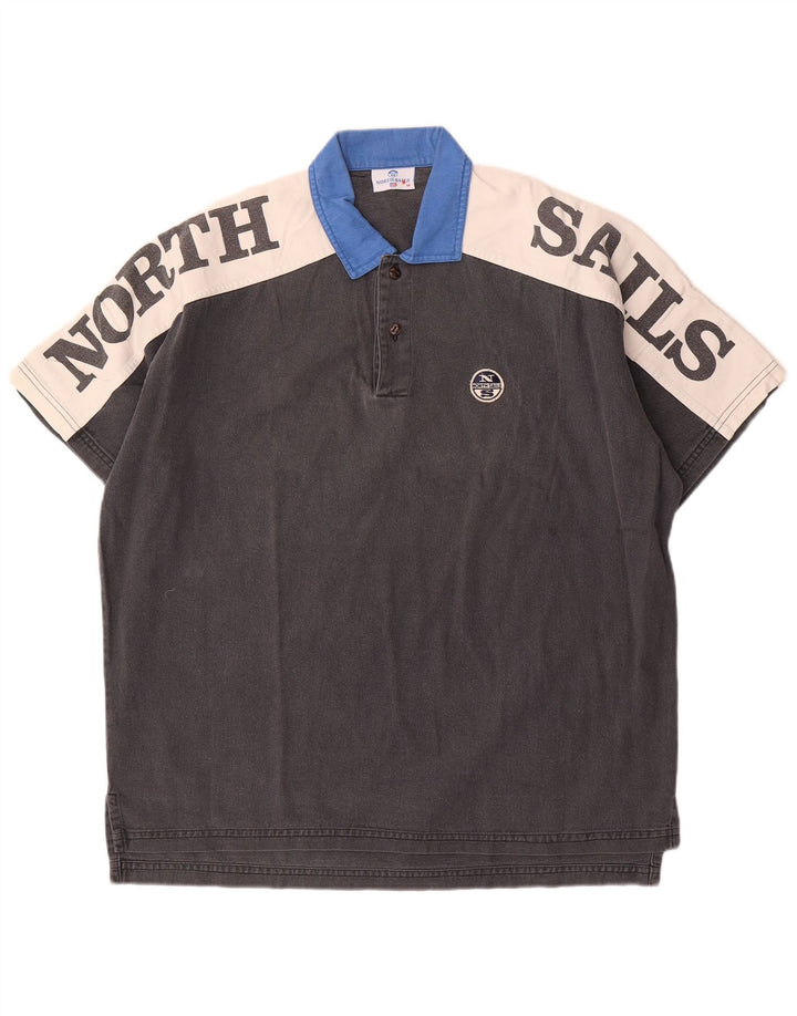 Мужская рубашка поло North Sails с графическим рисунком, хлопковая серая с цветными блоками
