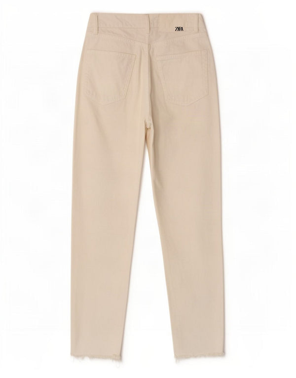 Женские зауженные джинсы Zara с высокой талией EU 36 XS W26 L27 Off White