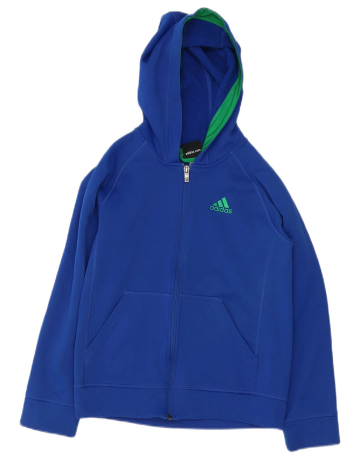 Свитер с капюшоном на молнии для мальчиков ADIDAS 10-11 лет, синий полиэстер