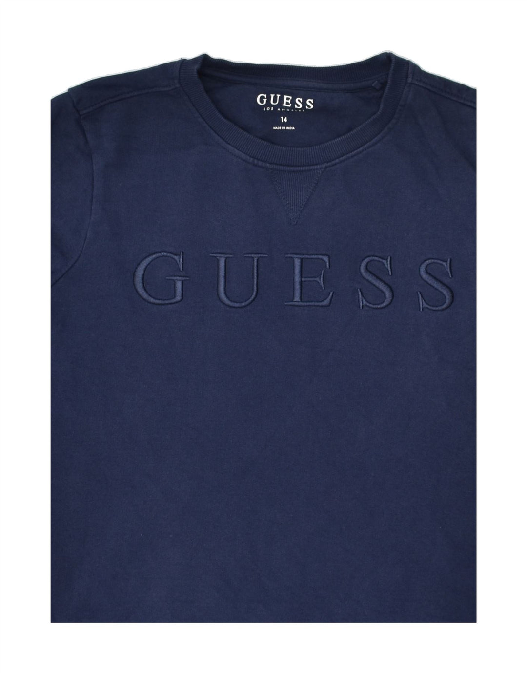 GUESS Boys Los Angeles Graphic Sweatshirt Jumper 13-14 Years Navy Blue | Vintage Guess | Thrift | Second-Hand Guess | Used Clothing | Messina Hembry 