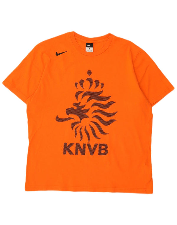 Мужская футболка с рисунком Nike KNVB, Великобритания, 46/48 XL, оранжевый хлопок