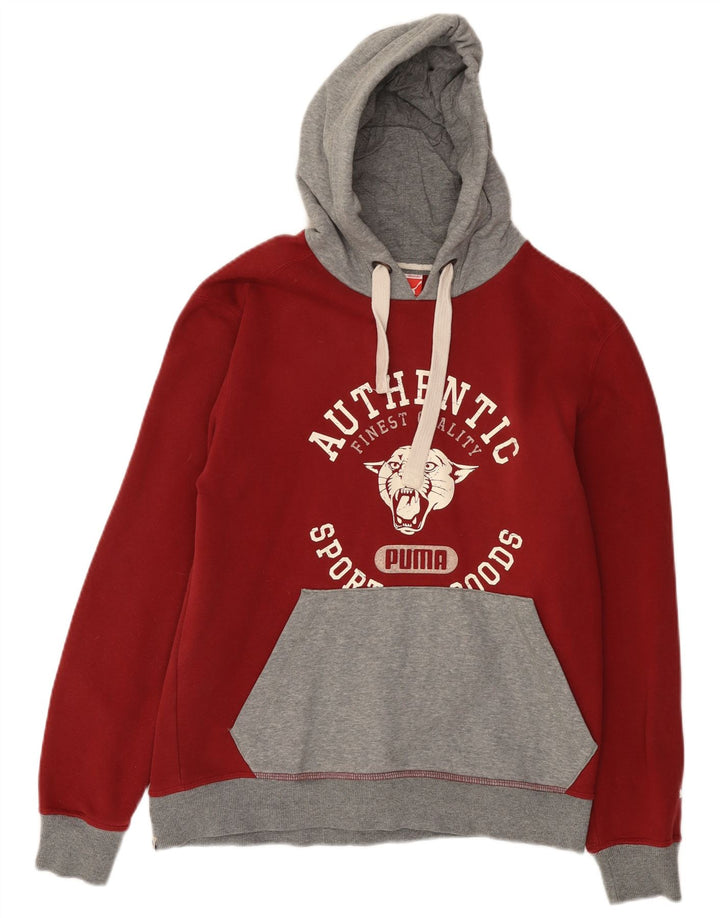 Мужской джемпер с капюшоном Puma с рисунком, средний красный, хлопок с цветными блоками
