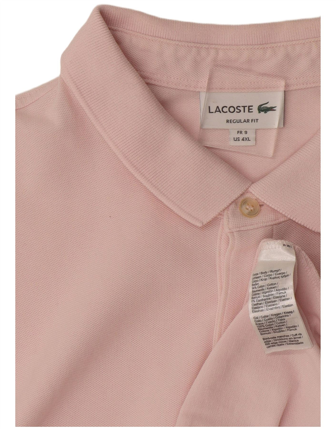 Мужская рубашка поло LACOSTE стандартного кроя, размер 9, 4XL, розовый хлопок