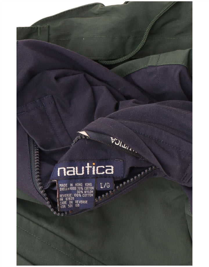 Мужская двусторонняя куртка Nautica UK 40, большая разноцветная хлопковая с цветными блоками