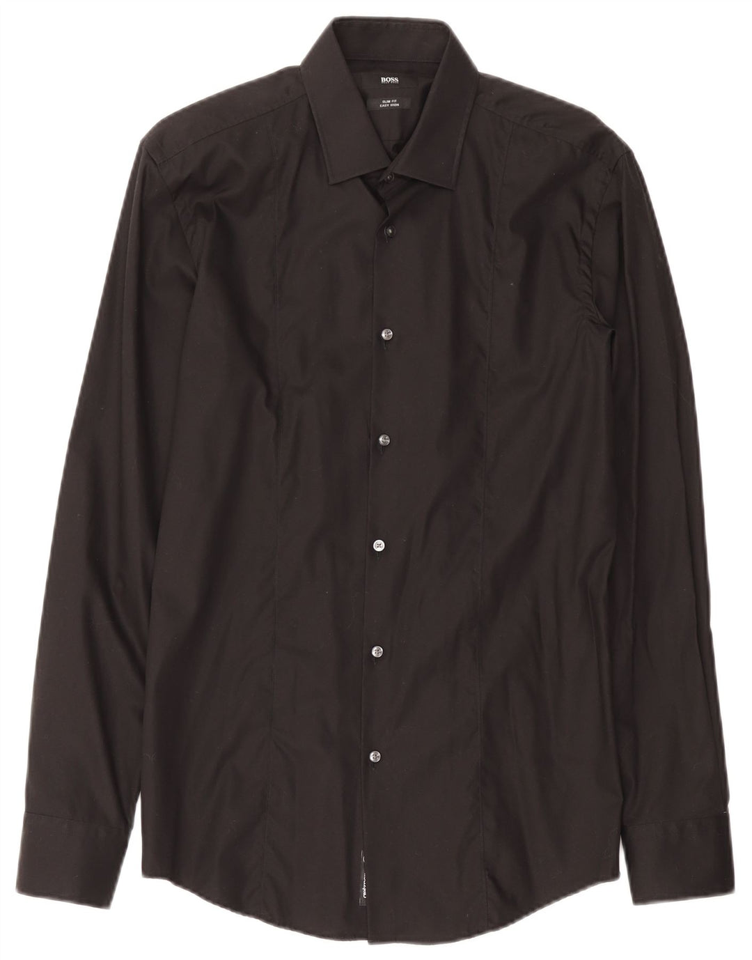 Мужская рубашка приталенного кроя Hugo Boss, размер 39, средний черный хлопок