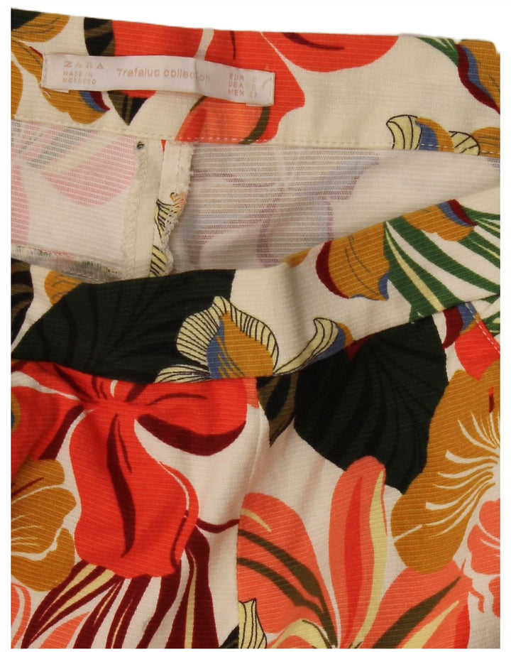 Женские шорты чинос с высокой талией ZARA, маленькие W26, разноцветные с цветочным принтом