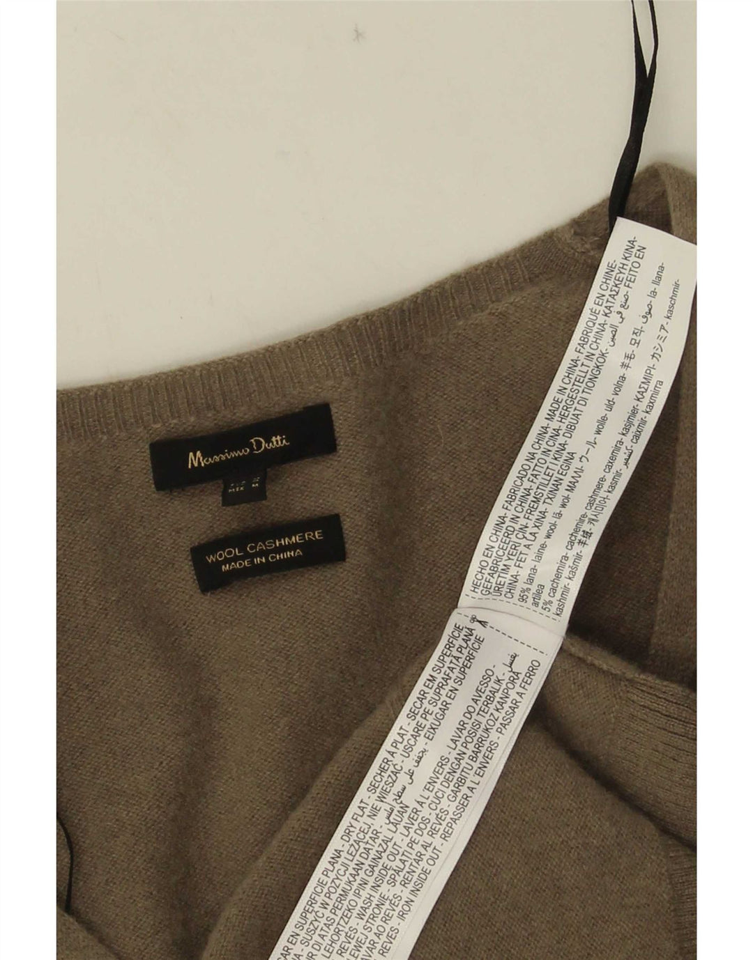 Женское платье-джемпер с длинными рукавами Massimo Dutti UK 14, средний хаки, шерсть