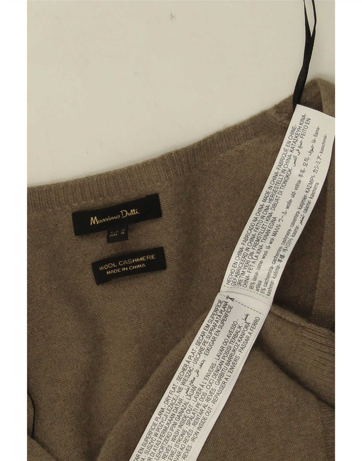 Женское платье-джемпер с длинными рукавами Massimo Dutti UK 14, средний хаки, шерсть