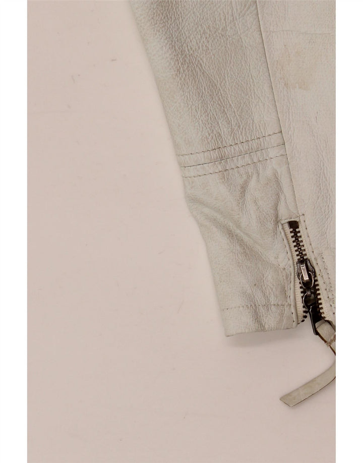 Винтажная женская кожаная куртка EU 42, большая белая кожа