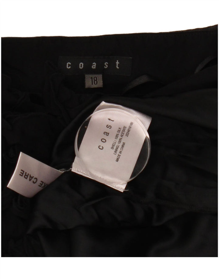 Женское платье без бретелек Coast с рюшами спереди, Великобритания, 18 XL, черное шелковое