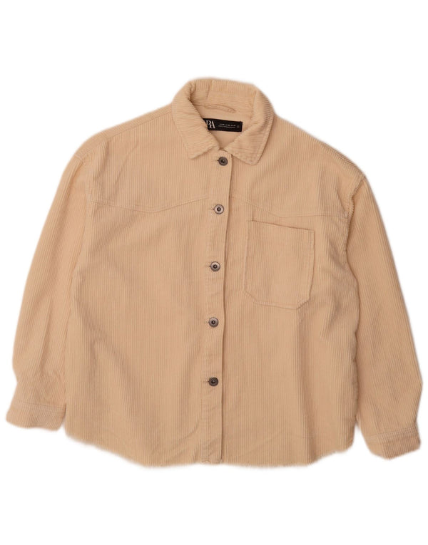Женская вельветовая рубашка оверсайз Zara UK 6 XS из белого хлопка