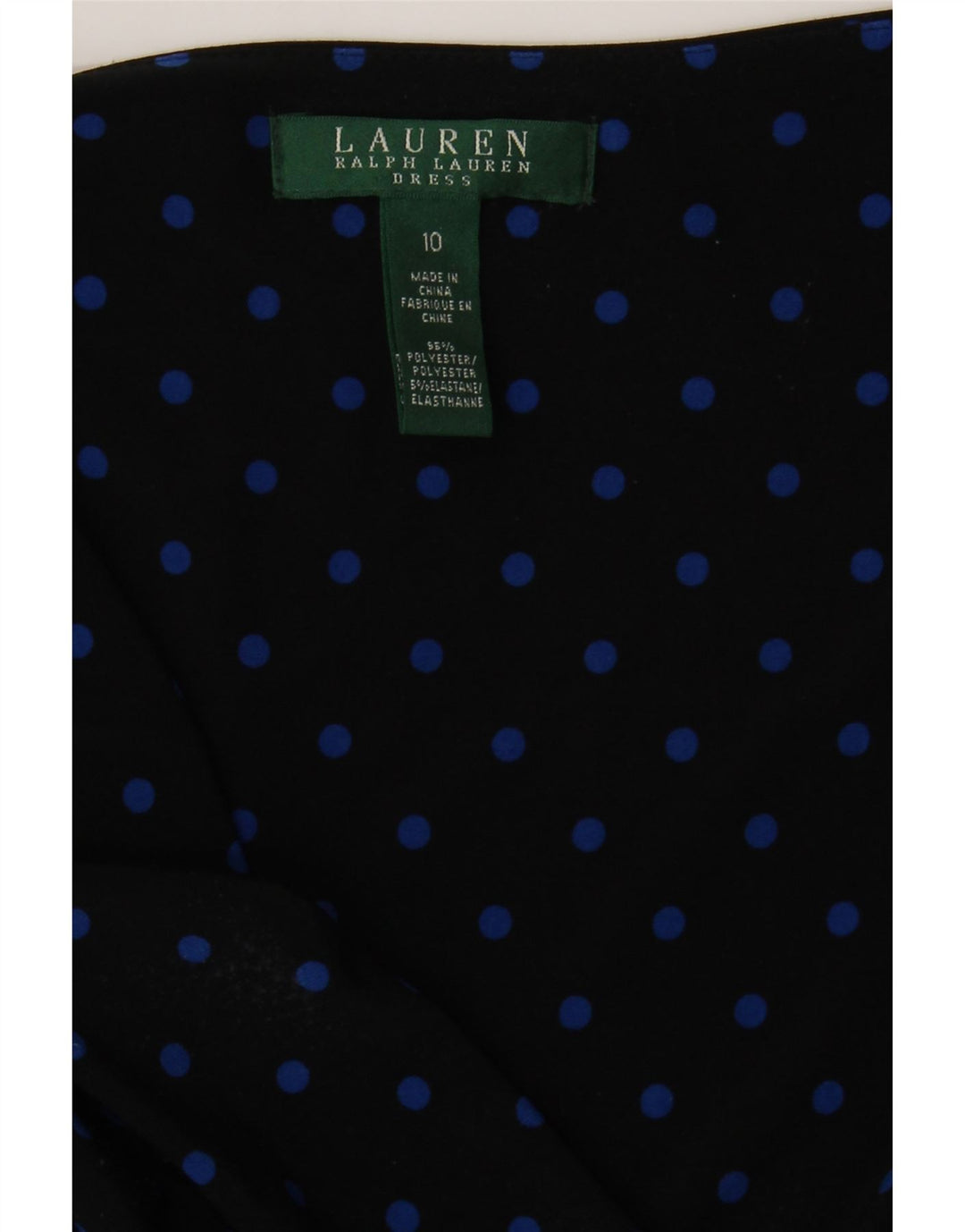 RALPH LAUREN Womens A-Line Dress US 10 Large Black Polka Dot Polyester Vintage Ralph Lauren and Second-Hand Ralph Lauren from Messina Hembry 