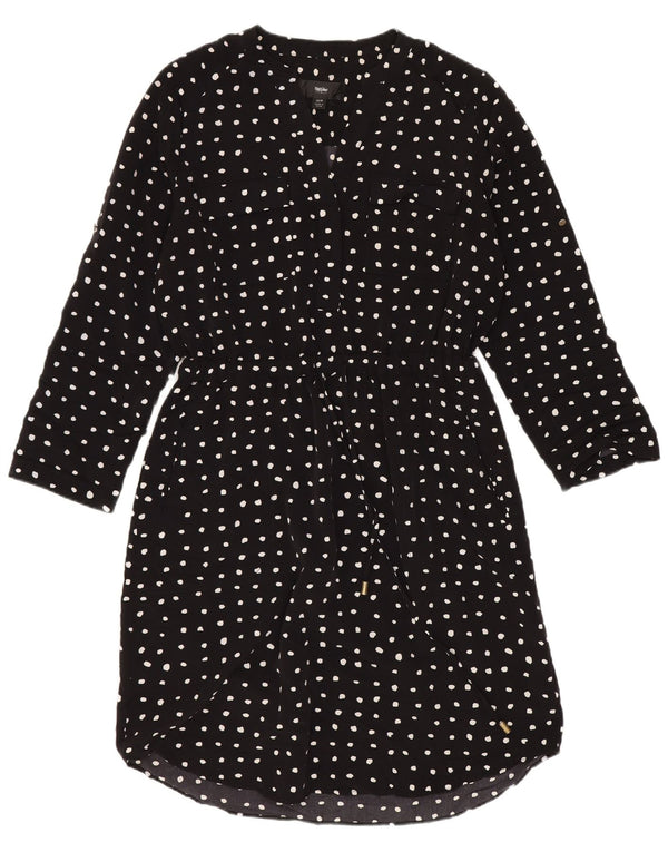 Женское платье-рубашка оверсайз с длинными рукавами Mossimo UK 6 XS, черное в горошек