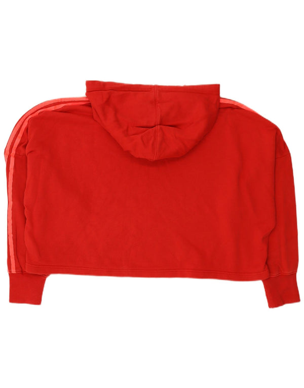 Женский укороченный джемпер с капюшоном Adidas Oversized UK 14, средний красный хлопок