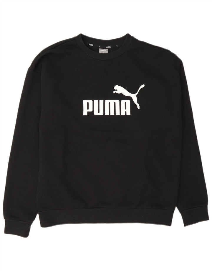 Женский свитер с рисунком Puma UK 14, средний черный хлопковый джемпер