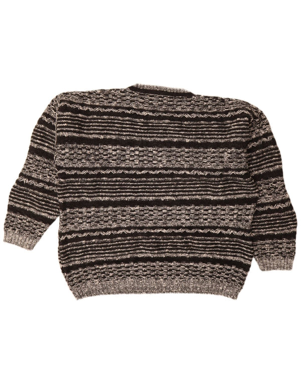 Мужской свитер VINTAGE с круглым вырезом XL, черный, шерстяной с геометрическим рисунком