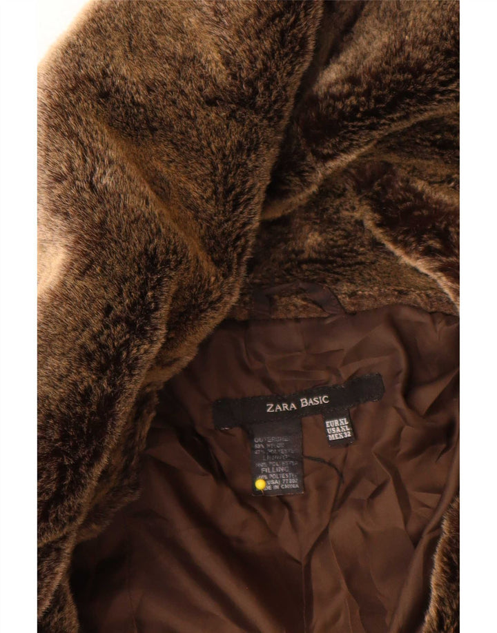 Женская стеганая куртка Zara UK 18 XL, коричневый нейлон