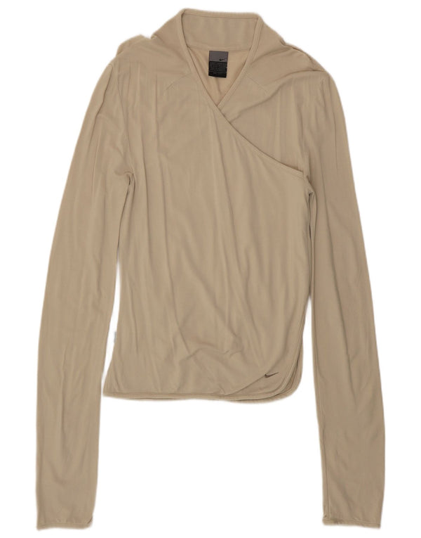 Женские кроссовки Nike Dri Fit с длинным рукавом UK 8/10, маленькие бежевые